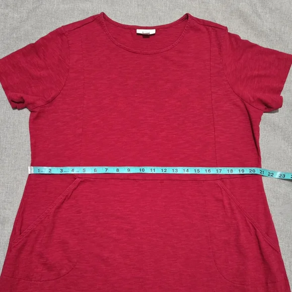 J JILL Red Cotton T-Shirt Dress with Short Sleeves and Pockets Size 1X - Picture 7 of 11